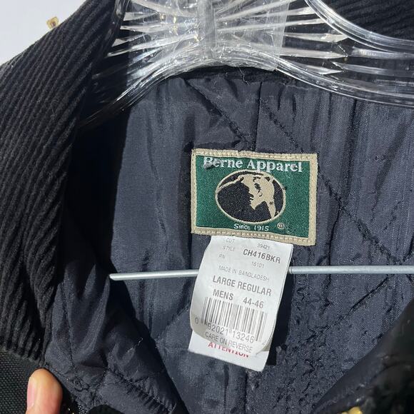 Berne Duck Core Canvas Full Zip Black Collared Coat Jacket Men’s Size Large - Picture 3 of 7